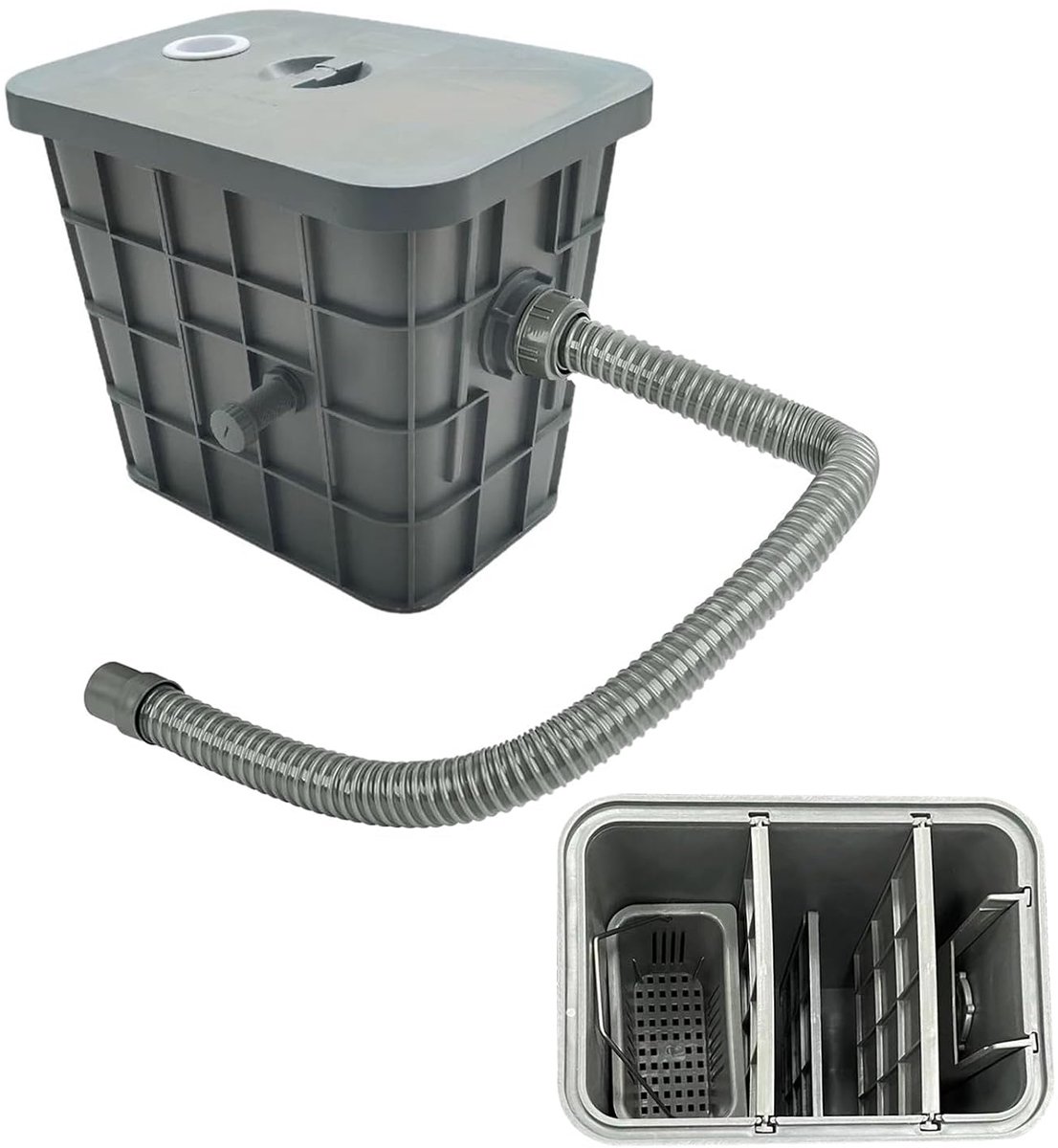 Vetafscheider 22 liter - Olieafscheider 37 x 26 x 30 cm - Voor restaurant en keuken - Efficiënte afvoer van afvalwater - ShopVlot