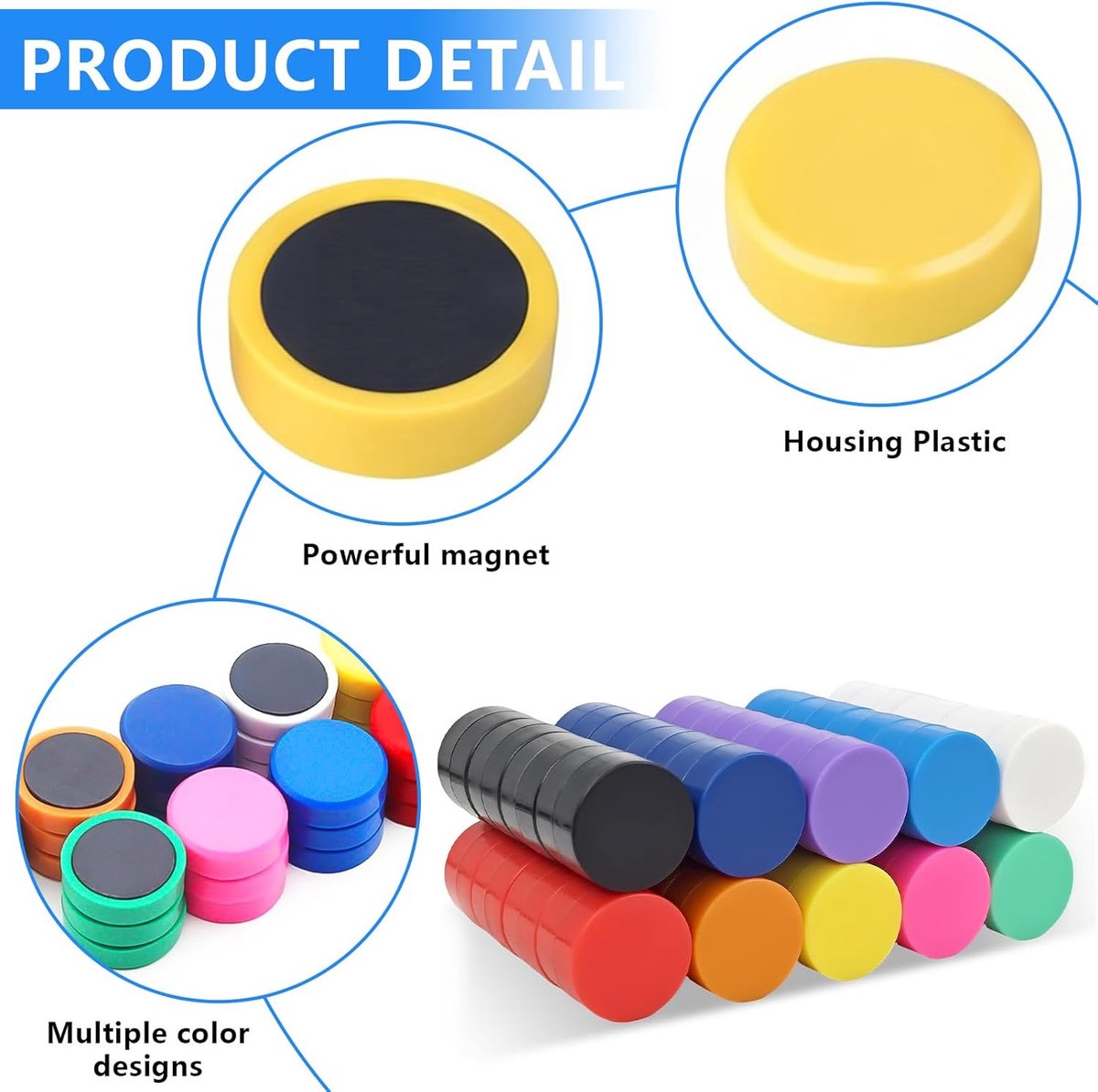 Whiteboard magneten 80 stuks - 20 mm - kleurrijke ronde magneten - ideaal voor school en kantoor - ShopVlot