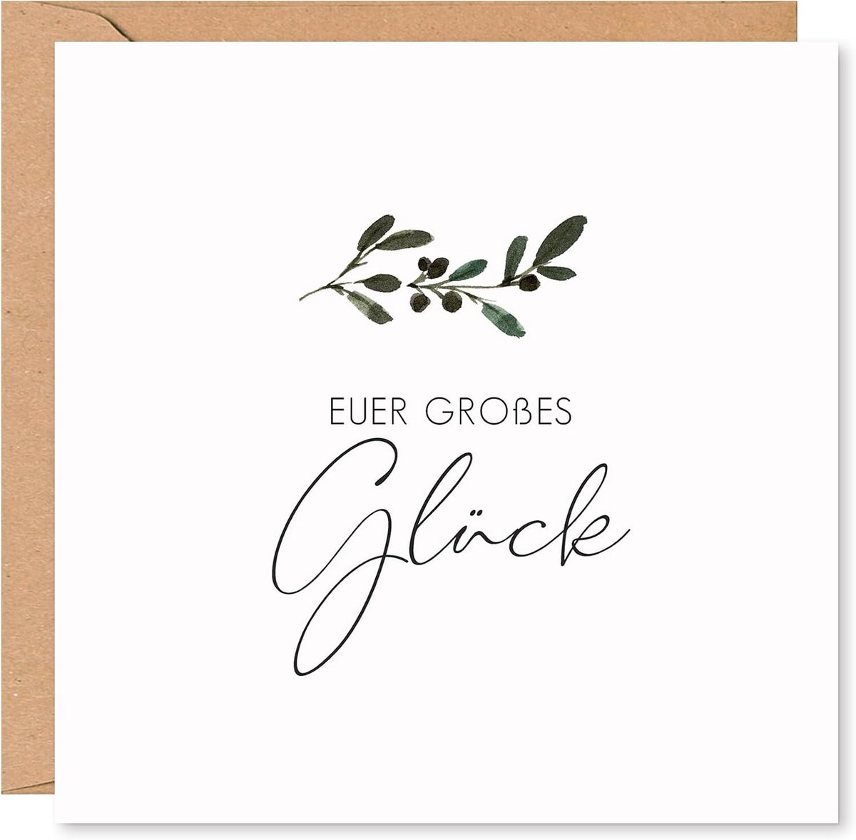 Bruiloftskaart vouwkaart 15 x 15 cm - grafisch motief met takken - kraft envelop - ruimte voor persoonlijke boodschap - ShopVlot