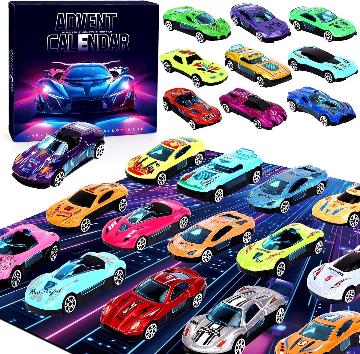 Adventskalender 24-delige racing auto - verrassingen voor kinderen - 24 dagen voor kerst - ShopVlot