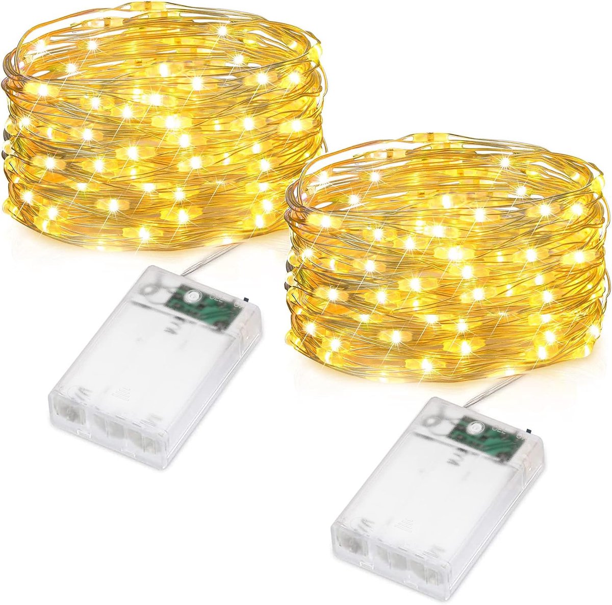 LED fairy lights set van 2 - 50 warm witte lampjes - waterdicht - sfeervolle tuinverlichting - ShopVlot