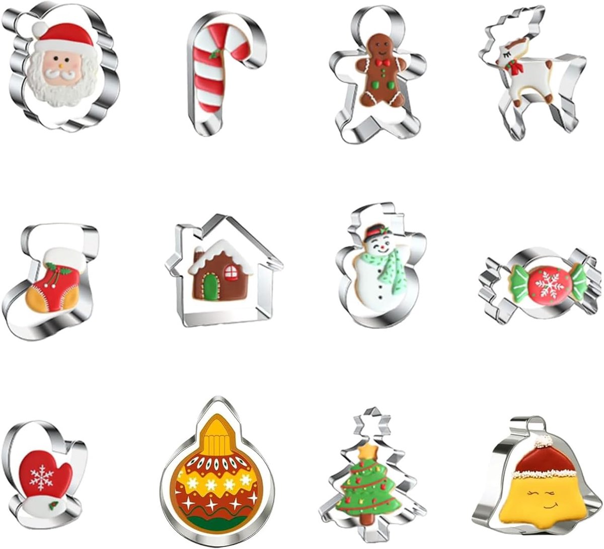 Kerstkoekjesuitsteeksets 12-delig - RVS - Veilig en kindvriendelijk - Perfect voor kerstkoekjes - ShopVlot