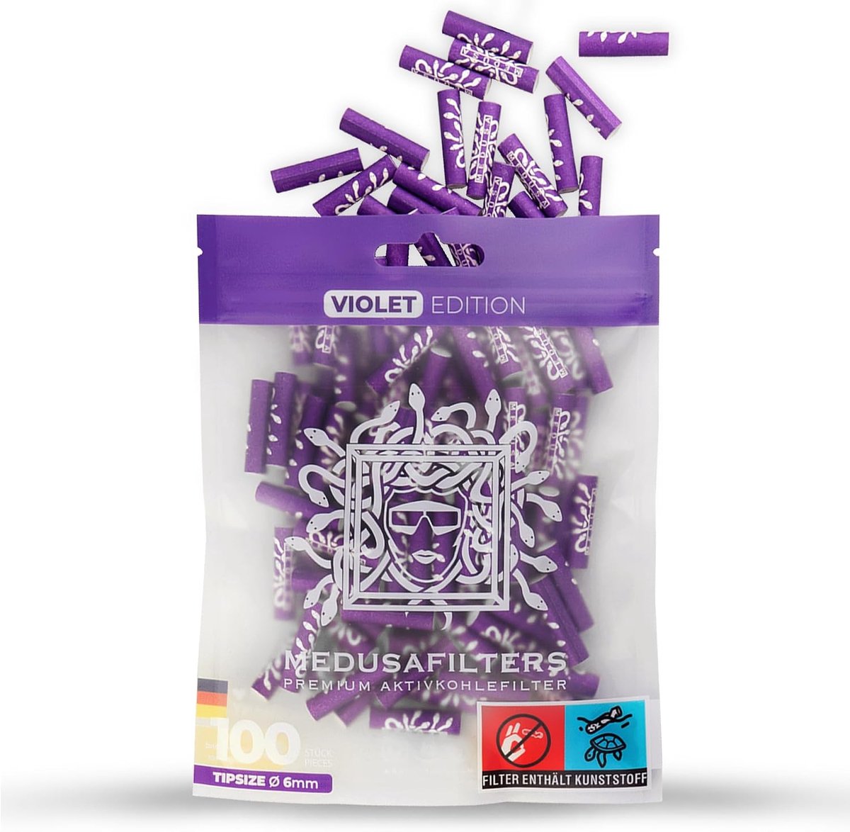 Medusafilters premium activated carbon filter Slim Ø 6 mm - Violet Edition - vegan vezelcaps - ShopVlot