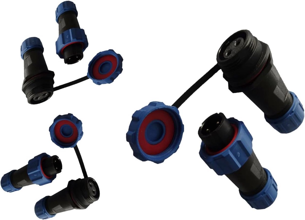 Ronde stekker 2 pin - 230V 12V IP68 - waterdicht met deksel - ideaal voor tuin en boot - ShopVlot