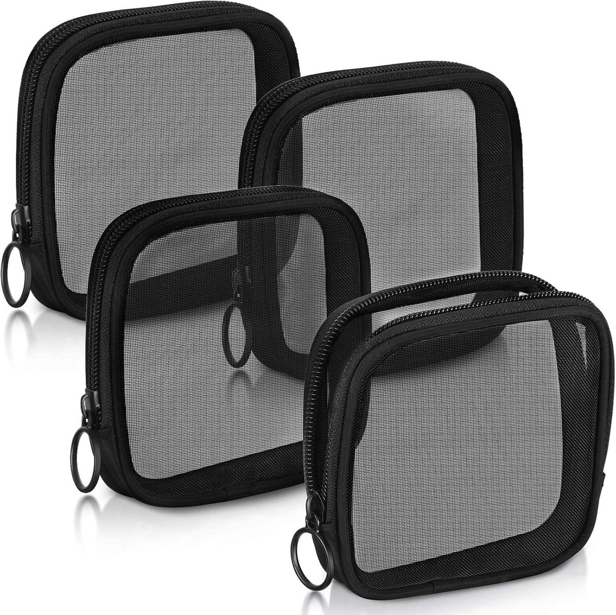 Make-up tas set van 4 - kleine mesh toilettas - transparant ontwerp - ideaal voor dagelijkse accessoires - ShopVlot