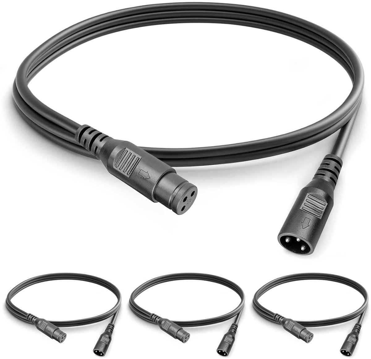 DMX signaalverbinding kabel 1,2m - set van 4 - 3-pins XLR connectors - ShopVlot