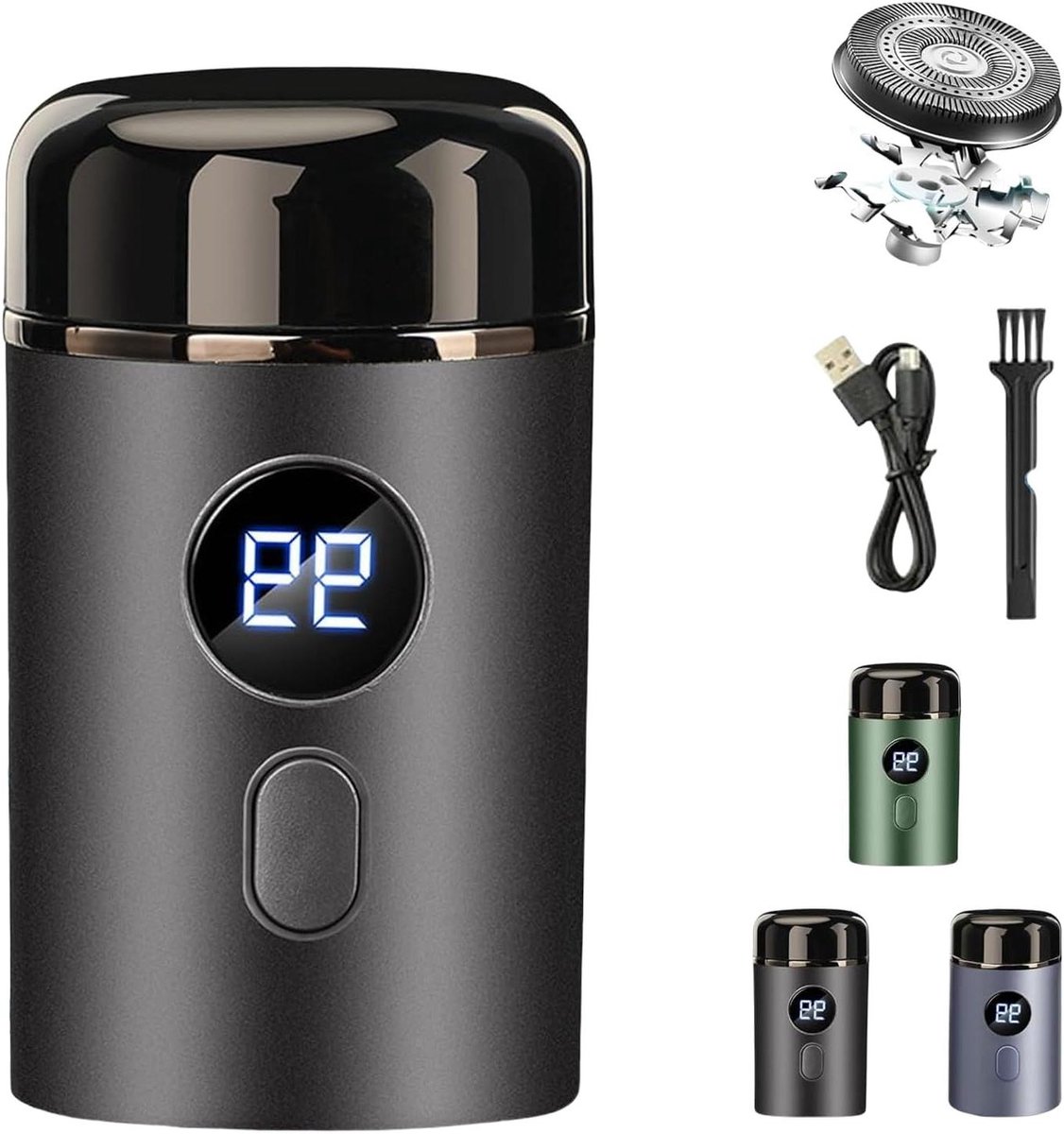 Mini Elektrische Scheerapparaat - Draagbare Scheerapparaat Pocket Shaver - Glad Scheren Onderweg - Zelfslijpende Mesjes 0.1mm - Compact Lichtgewicht - Grijs