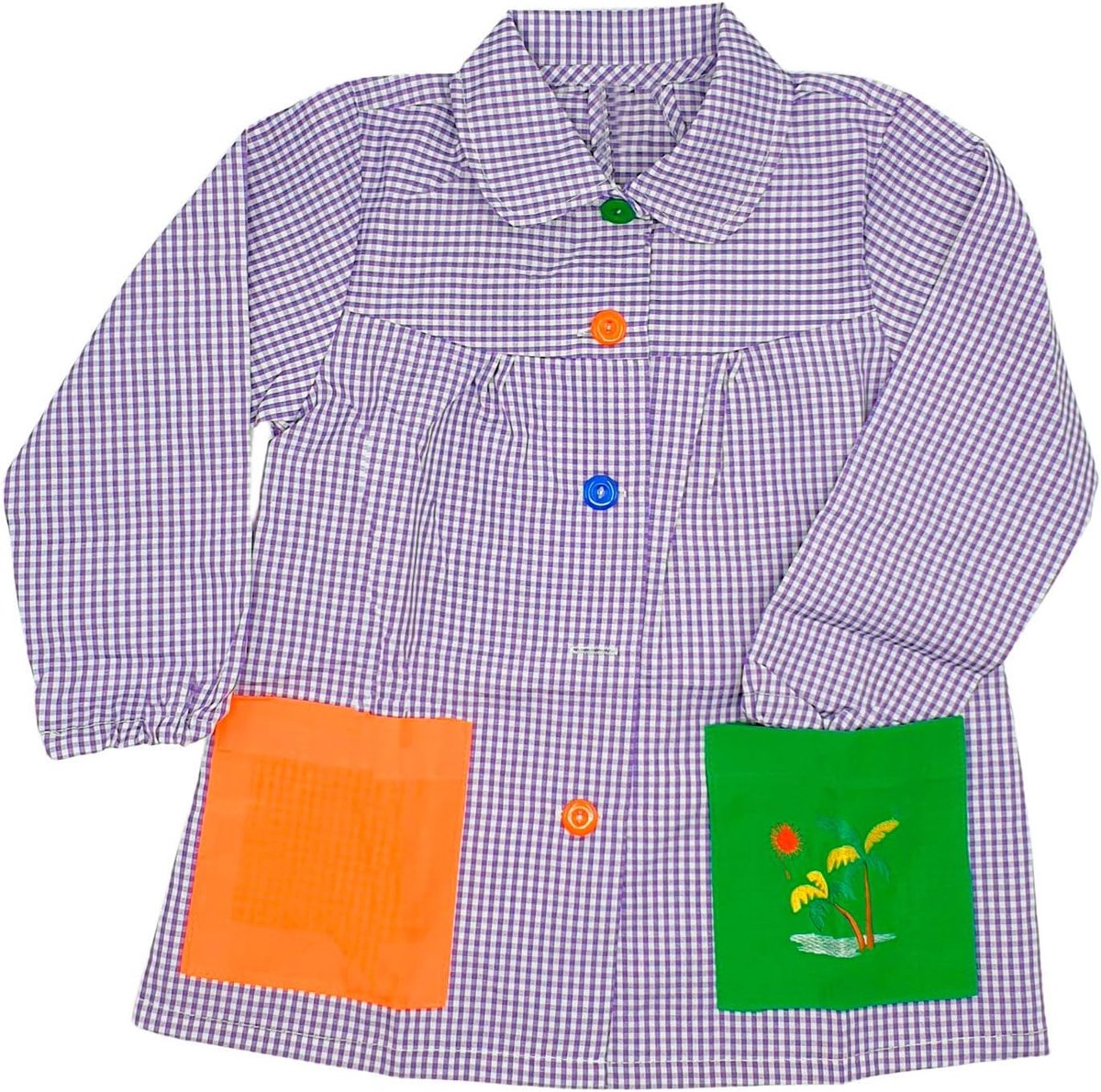 Kinderschort voor school - kleuterschool badjassen - geblokt met knopen - ideaal voor jongens en meisjes - SnelShoppen