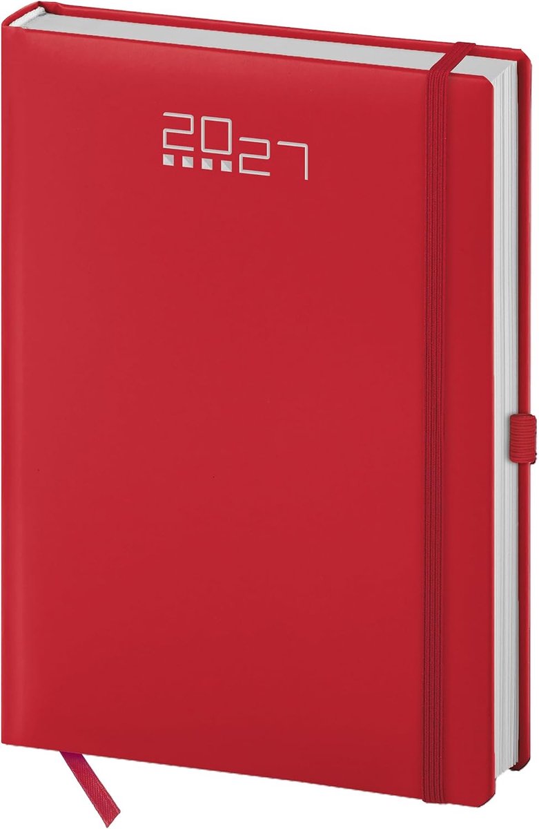 Dagelijkse agenda 2025 - 15 x 21 cm - Rood PU materiaal - Perfect voor afspraken - SnelShoppen