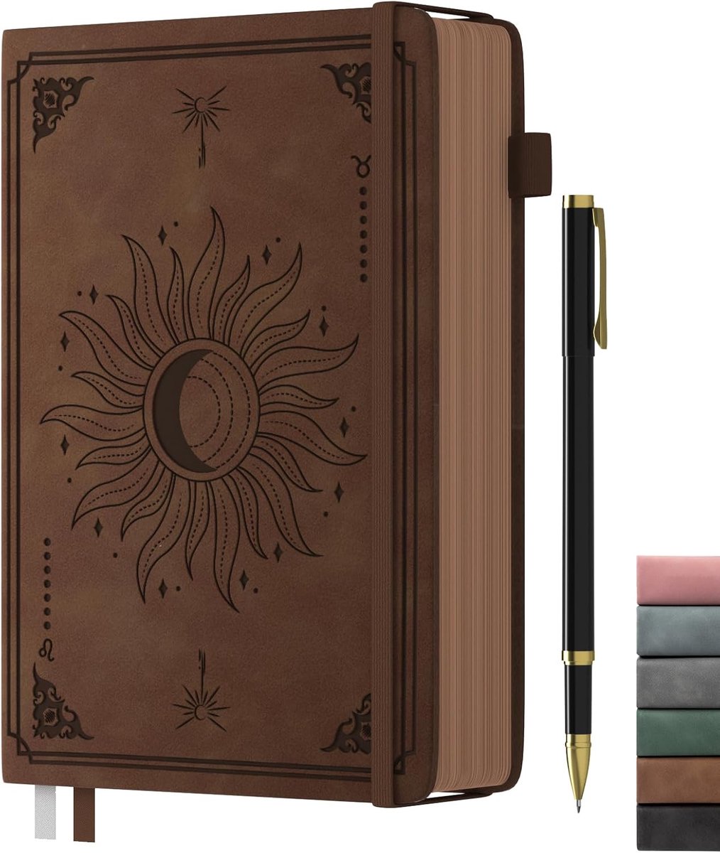 Notitieboek A5 - hardcover vintage journal - 366 pagina's - gelinieerd notitieblok voor school en werk - ShopVlot