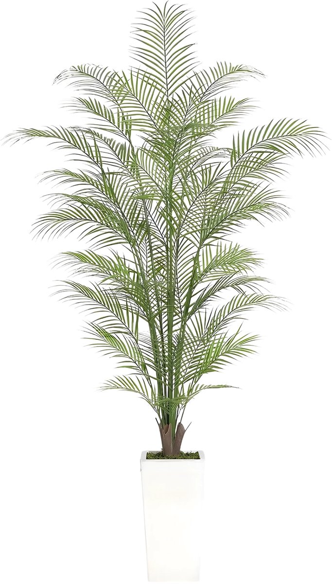 Kunstmatige Areca Palm - Voor Thuiskantoor & Kamer - Nep Tropische Potplant Decor - Groen met Witte Plantenbak - Groen-180cm