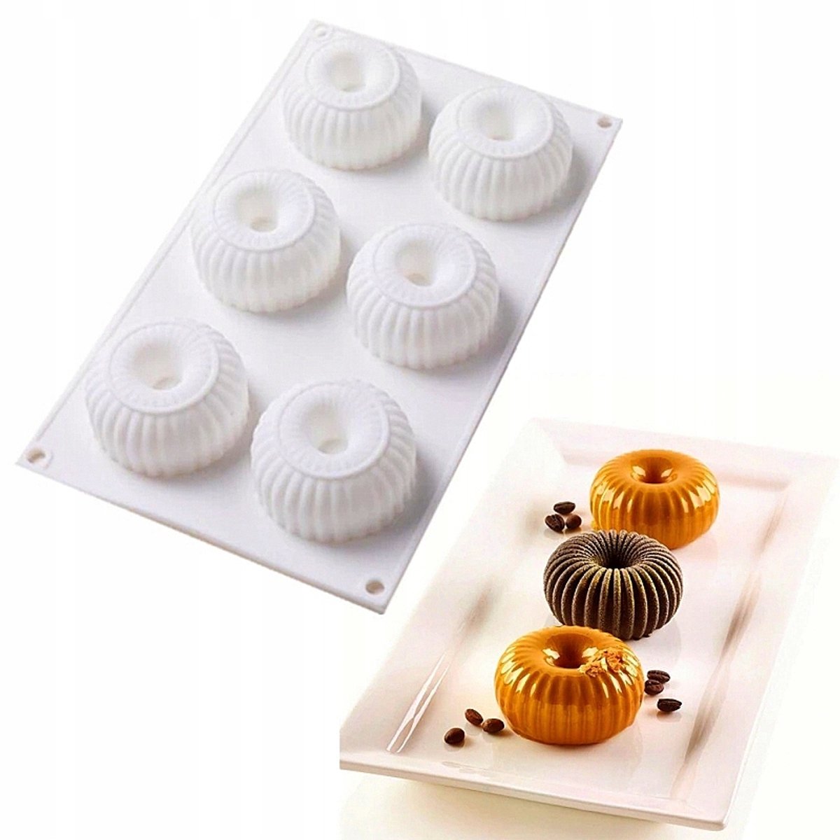 Siliconen Donut Vorm - 6 Caviteiten, Hittebestendig