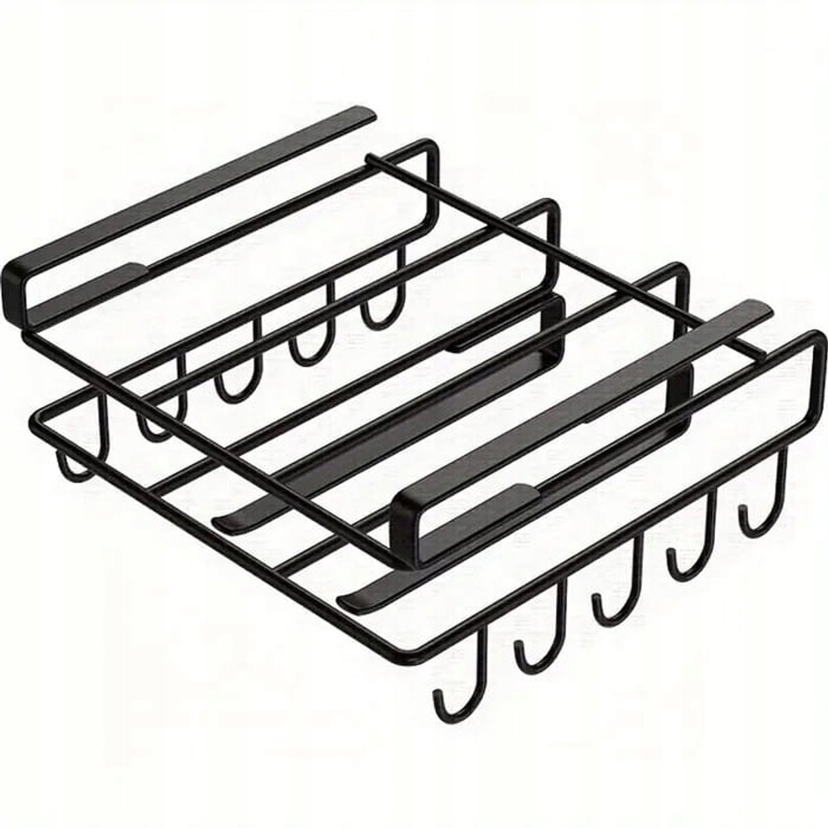 Keuken Organizer met Haken - Zwart Metaal