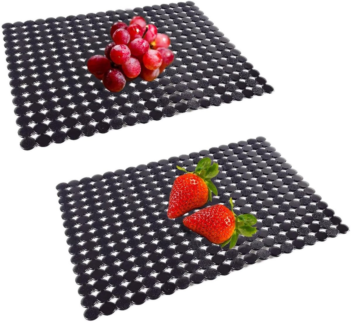 KZQ 2-delige spoelbakmatset - Verstelbare PVC spoelbakbeschermer - Op maat te knippen - Spoelbakbeschermer - Gemakkelijk schoon te maken en zelf op maat te snijden - 40x30 cm - Zwart