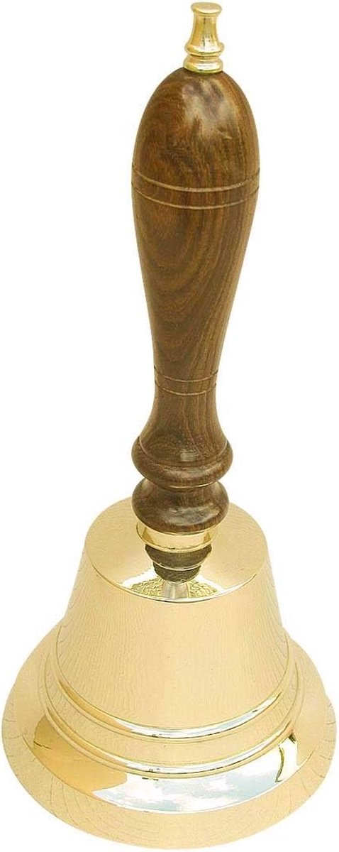 Tafelbel Messing Hout - Decoratiebel Klokje - Sfeer Creëren - Klassiek Design - 22 cm Hoog - Meerkleurig