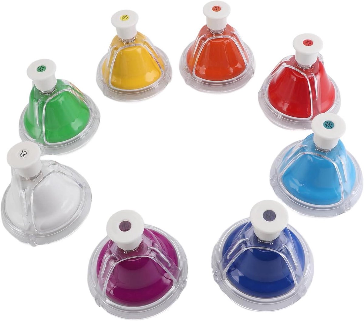 8 Noten Handbellen - Muziekbellen Percussie - Muziek Leren - 8 Kleurgecodeerde Noten - 39 x 20 x 10 cm