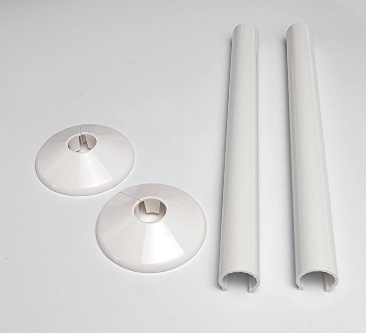Radiator pijpafdekkingen 200mm - witte clip-on covers - set van 2 - eenvoudig te installeren - SnelShoppen