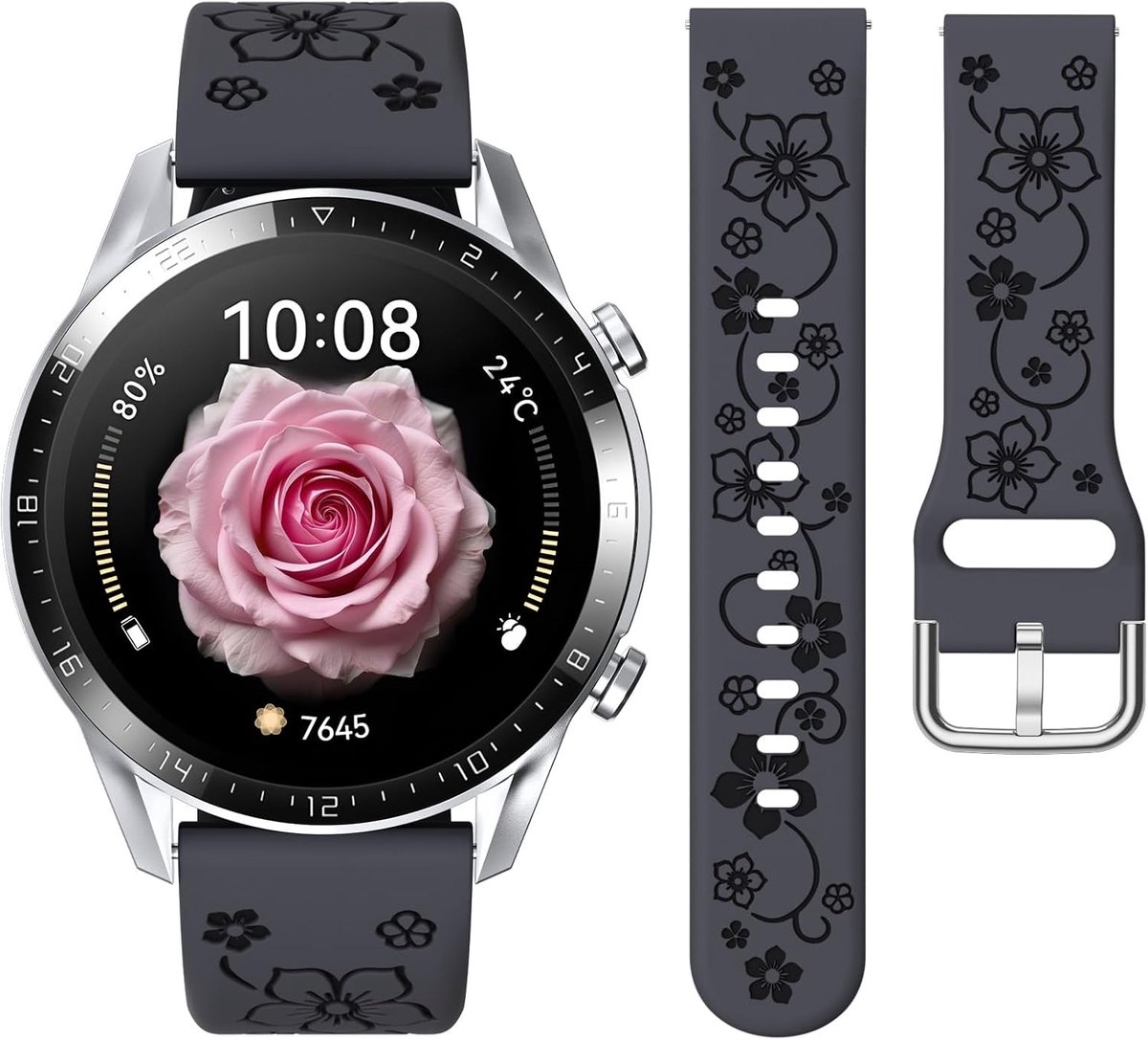 Horlogeband 20mm - zacht silicone - bloemenpatroon - stijlvol voor Galaxy Watch - SnelShoppen