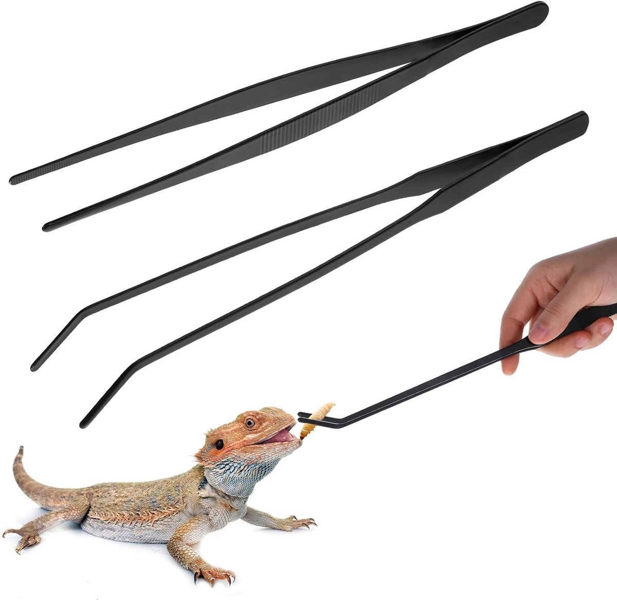 Aquarium Tweezers Set 2 Stuks - Gebogen Lange Tangen - RVS - Veilig Voeden van Reptielen - SnelShoppen
