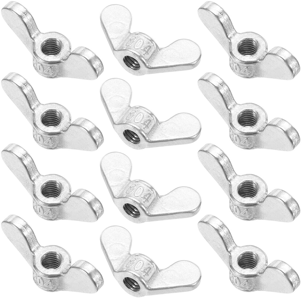 Vleugelmoeren, 12 stuks 304 roestvrij stalen vlindermoer, twist bevestigingsonderdelen, gladde afwerking, vleugelmoeren voor reparatie, fabricage, techniek