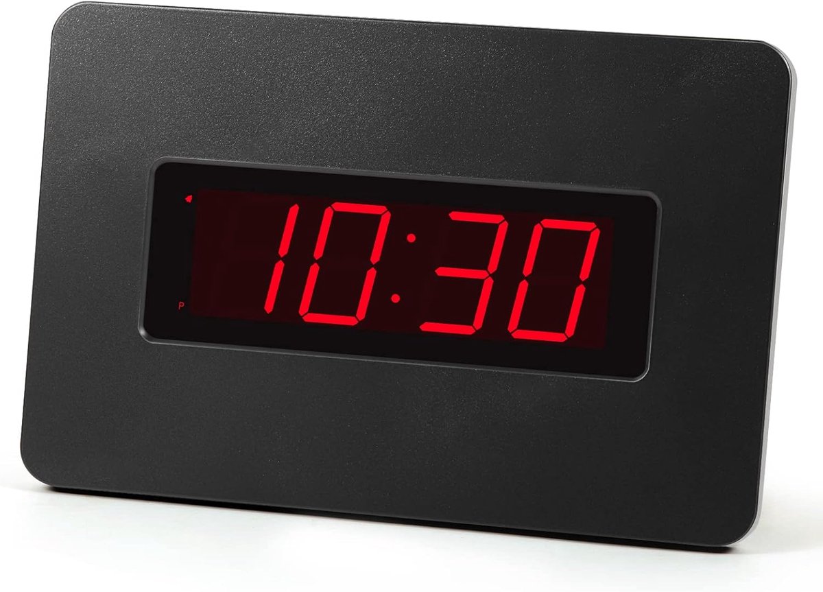 Led-wekker, wandklok, 1,4 inch led-tijdweergave, op batterijen werkende klok, helderheid instelbaar, voor slaapkamer, woonkamer, naast tafelblad