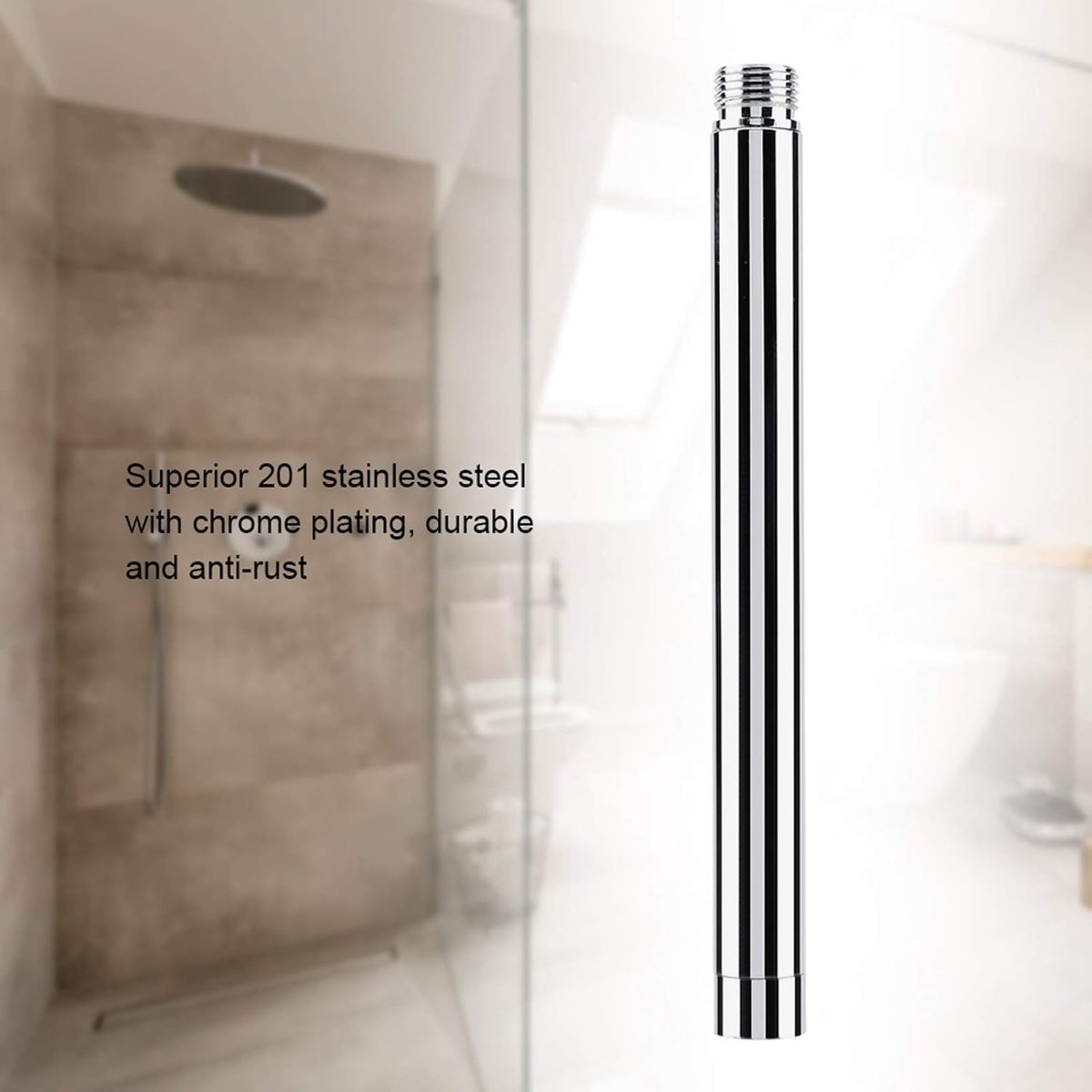 Douche Verlengstuk Roestvrijstalen 8 Inch Ronde 201 Verchromen Rechte Staaf Badkameraccessoires