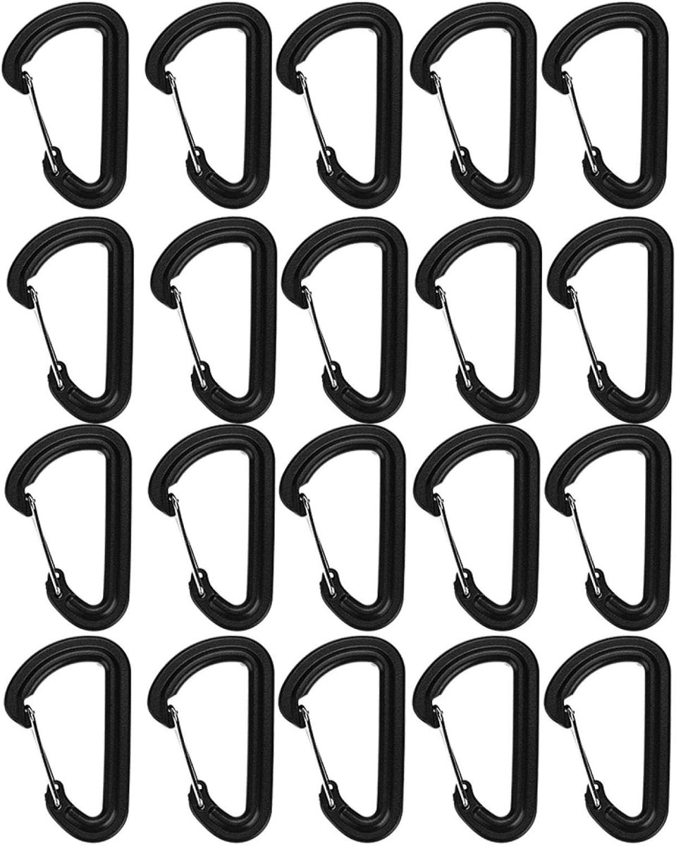 20 stks plastic karabijnhaak clip kunststoff karabiner D-vormige camping wandelen vergrendelingsgesp kunststoff karabiner plastic klimgesp karabijnhaak, Met borging
