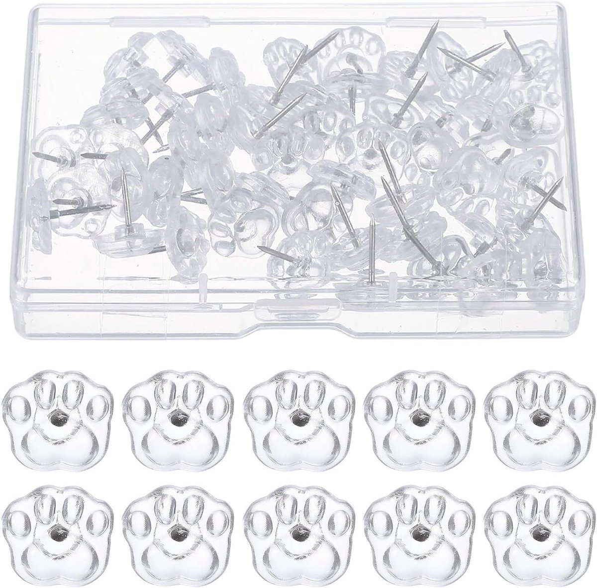 50 stuks pushpins voor prikbord, schattige kattenpoot, push-pin, decoratieve dierenpoten, duimspijkers voor foto's, kurkplanken, muurkaart, kantoor, huisdecoratie, transparant