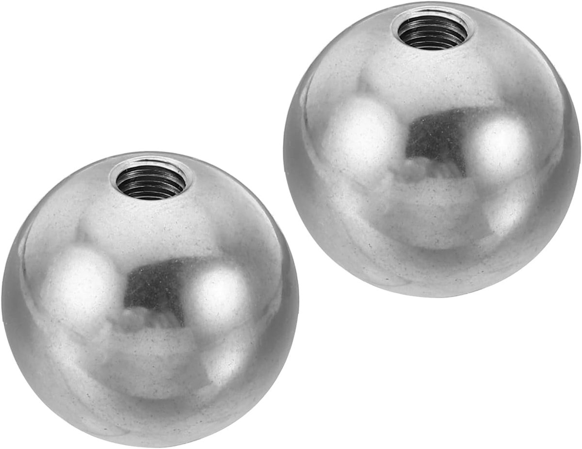 Moerknop 2 stuks M6 binnendraad 24 mm AD 304 roestvrij staal ronde bal schroef kap afdekking voor verlichting meubels DIY decoratie zilver