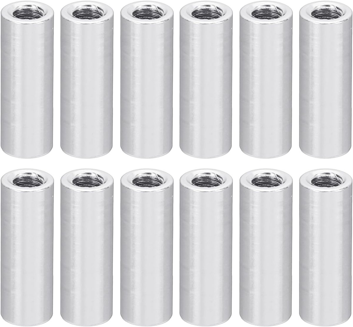 12 stuks M3 metalen draadbussen, ronde aluminium afstandsbussen, vrouwelijke koppelingsschroeven, 3x5x15mm met een diameter van 3 mm x een buitendiameter van 5 mm, metaalachtig zilver