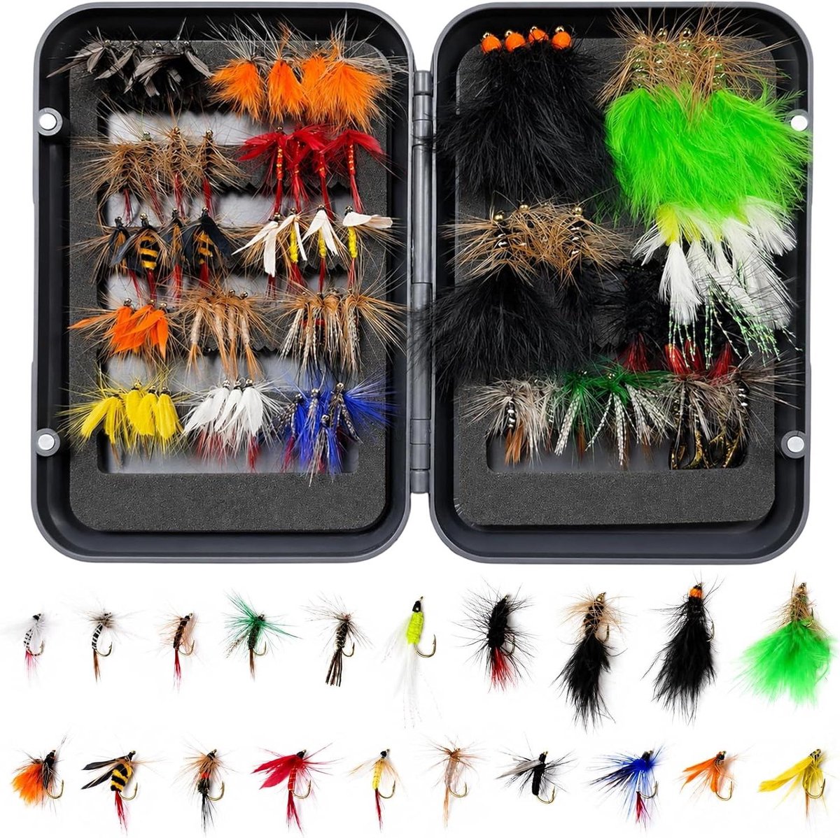 Vliegvis Set - Vliegen Set Visvliegen - Vliegvissen - Handgemaakt - 80 stuks - Multicolor