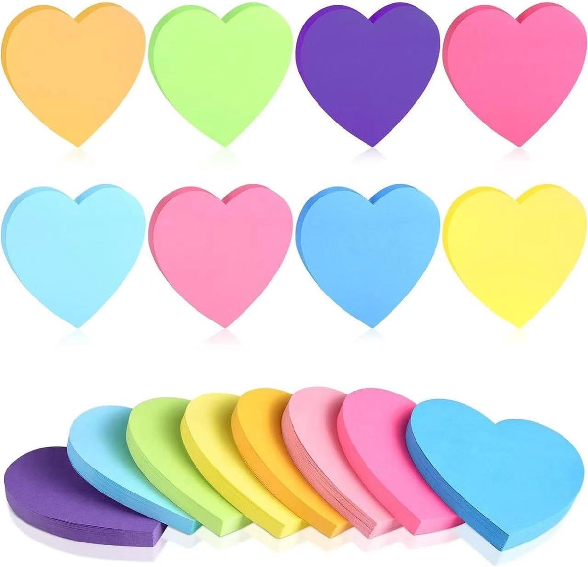 8 Stks 3x3"/3x3 inch Hartvorm Sticky Notes 30 Sheets/Pad Zelfklevende Note Pads Kleurrijke Sticky Pad Gemakkelijk te Post voor Thuis, School Kantoor