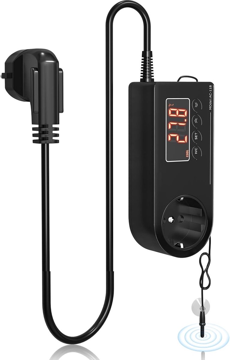Thermostaat Stopcontact 220V Temperatuurregelaar met Sensor EU Stekker Vochtigheidsregelaar voor Kas Reptielen Aquarium Broedmachine 1 Stuk