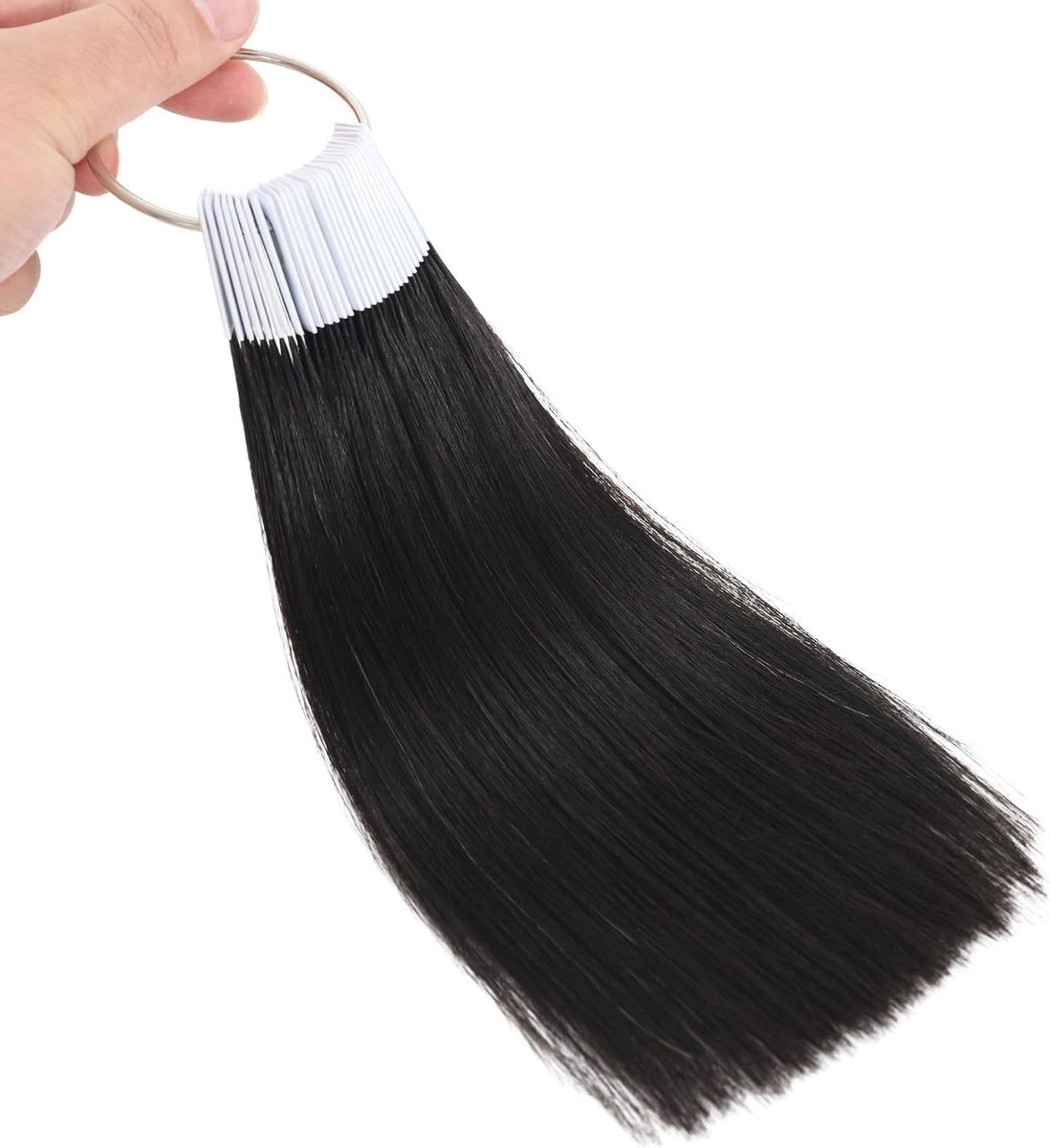 Kleurproefstukken van mensenhaar 1B Zwart Natuurlijke proefmonsters voor salongebruik 30 stuks 8 inch (20 cm)