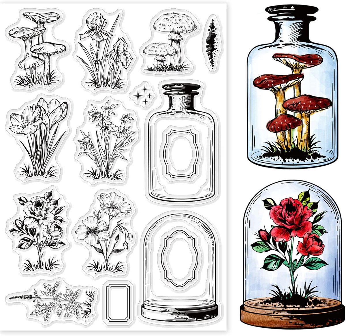 Bloemen Bladeren Fles Clear Stempels Voor DIY Scrapbooking en Tijdschriften Decoratieve Kaarten Maken