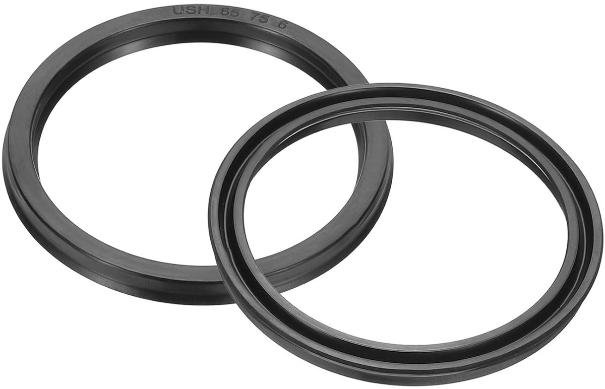 Olieafdichting 65 x 75 x 6 mm, 2 stuks lipafdichtingen, nitrilrubberen afdekking, radiaalasschijf, afdichting voor cilinder, automobielmotor, afvoerschroef, zwart