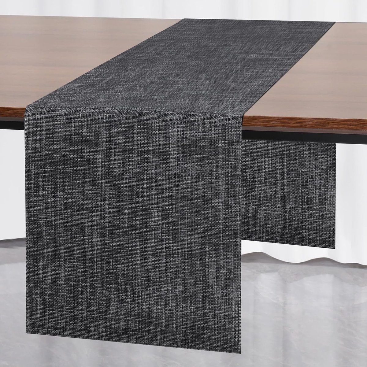 JUN Wasbare Tafelloper op Rol Tafeldecoratie voor Eettafel Vinyl | Geschikt voor Verjaardag Bruiloft Feest Thuis Buiten en Restaurant (Donker grijs zwart 30 X 240 cm)