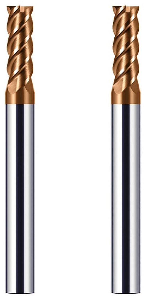 2PCS Hardmetaal Frees 5mm, 4 Tanden/4 Snijden CNC frees, goudkleurig TiSiN gecoat, CNC schachtfrees metaalfrees 5mm voor Staal Metaal hout Acryl Kunststof (5mm)