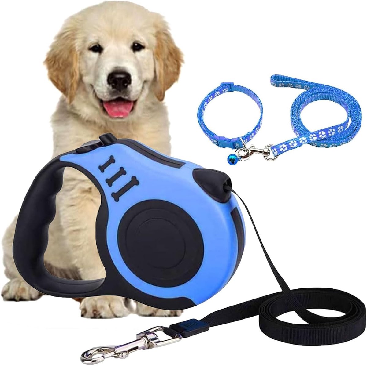 lijn, flexibele lijn, uitbreidbare lijn voor honden, uittrekbaar, 5 meter, voor kleine en middelgrote honden