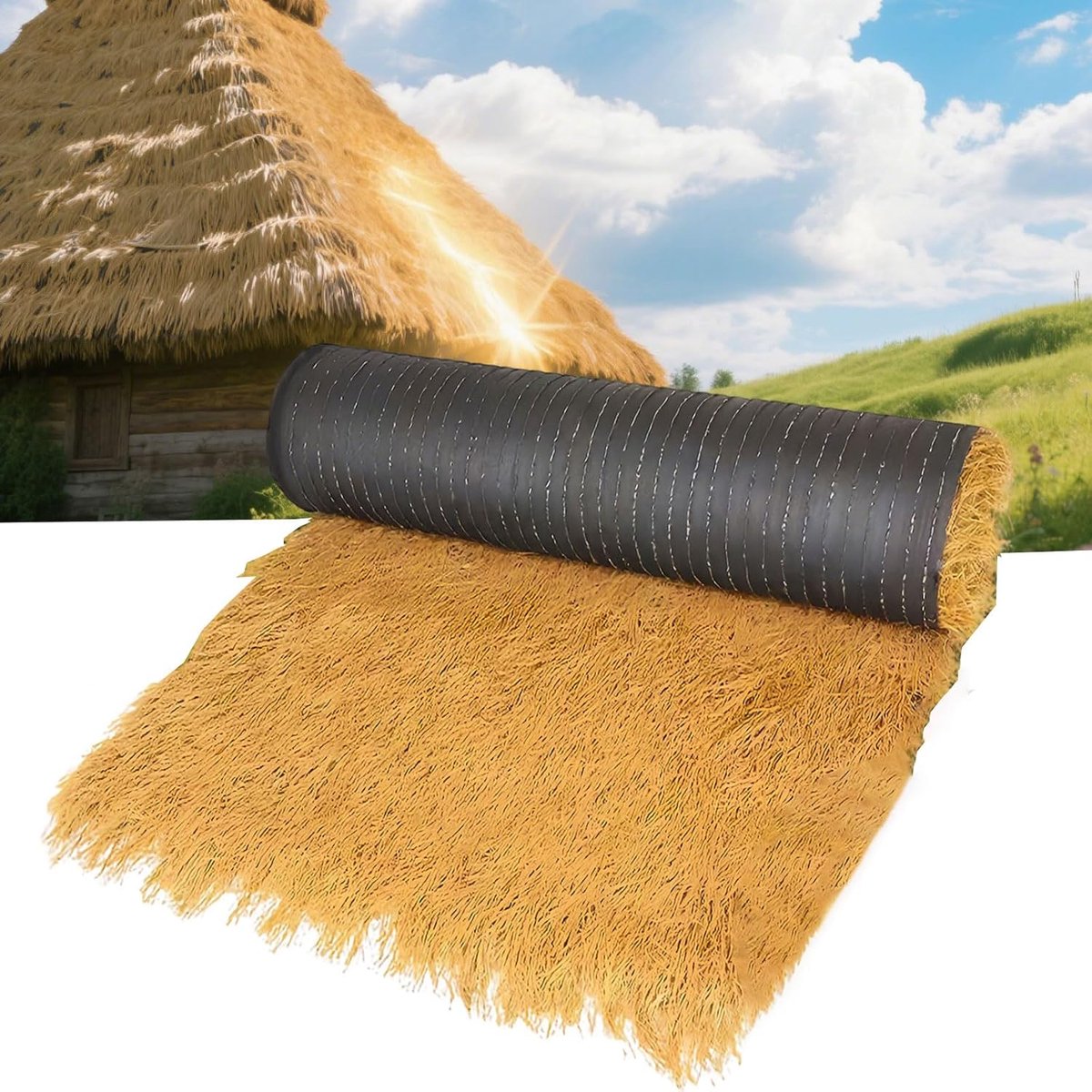 Thatch Shed Dak Stro Thatched Dak Met Een Tropische Stijl Geschikt Voor Tuinhekdecoratie Tiki Bar Shed Decoraties(Size:0.5 * 15m(1.64 * 49.2ft),Color:Lichtgeel)