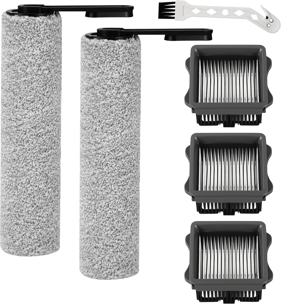 7-delige accessoireset voor Tineco iFloor 5/Floor One S5, 3 filters, 2 borstelrollen, 1 reinigingsborstel, toepasselijke reserveonderdelen voor natte en droge stofzuiger