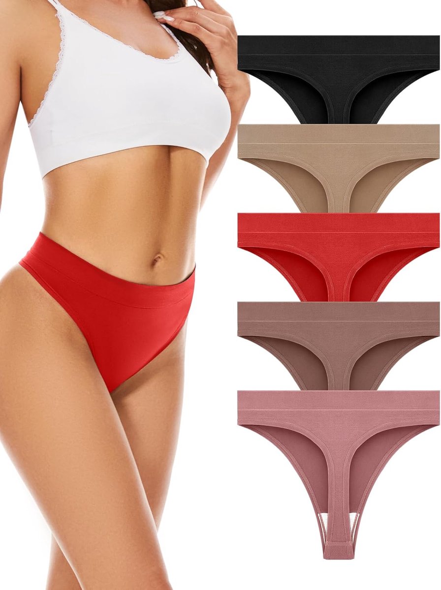 String Dames Ondergoed Naadloos Vrouwen Hoge Taille,Thong Women Set | 5 Pack Seamless Thongs Underwear Panties,High Waist Tanga Sportslips,Invisible Onderbroeken Multipack,Onzichtbaar Brazilian