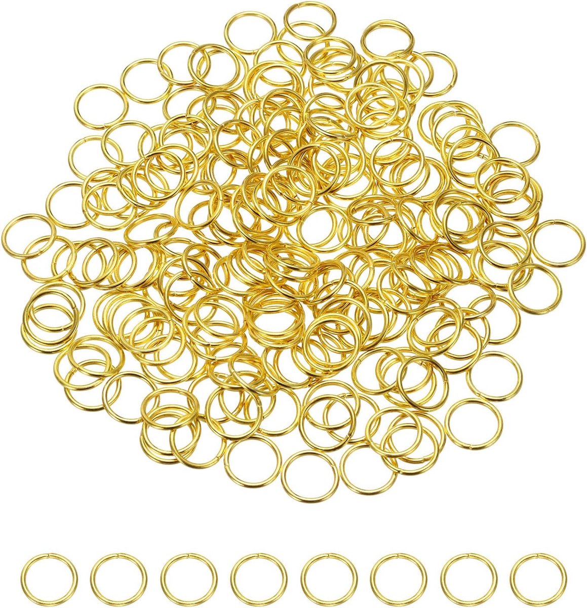 200 stuks open springringen, 10 mm gedeelde metalen O-ringen, 1 mm dikke sleutelhanger, verbindingsringen voor het maken van sieraden, doe-het-zelf halskettingen, armbanden, oorbellen