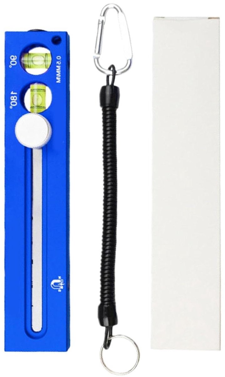 Houtbewerkingsliniaal - Meetgereedschap Hoek - Nauwkeurig Meten - Antislip Begrenzer - 18.5 cm - Blauw