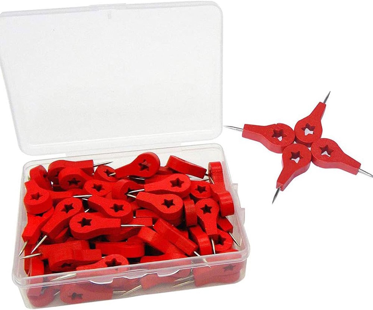 80 STKS Houten Push Pins Houten Duim Tacks in Rode Ster/Pijl Ontwerp voor Wereldkaart Bulletin Boards Craft Projecten