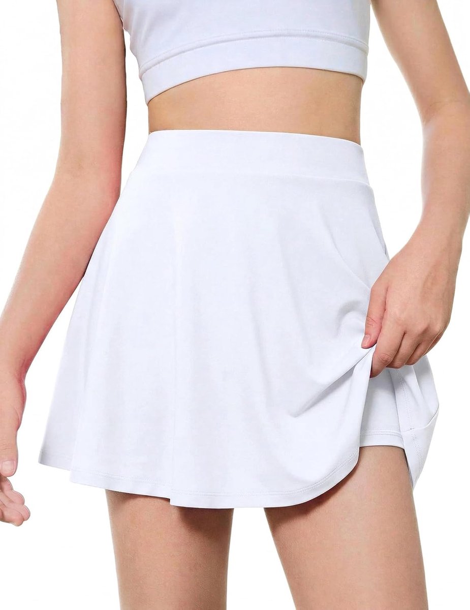 Rok voor meisjes, tennisrok met broek, hoge taille, sportrok, A-lijn, plooirok, kinderen, cheerleaderrok met zakken, 6-15 jaar