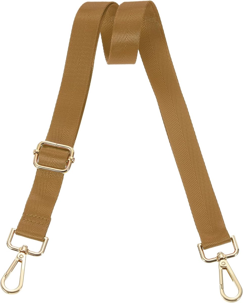 Brede schoudertas, 25 cm, verstelbare handtasriem, vervangende schouderriem, voor schoudertas, handtas, lichtbruin, lichtgoud, trekveer gesp