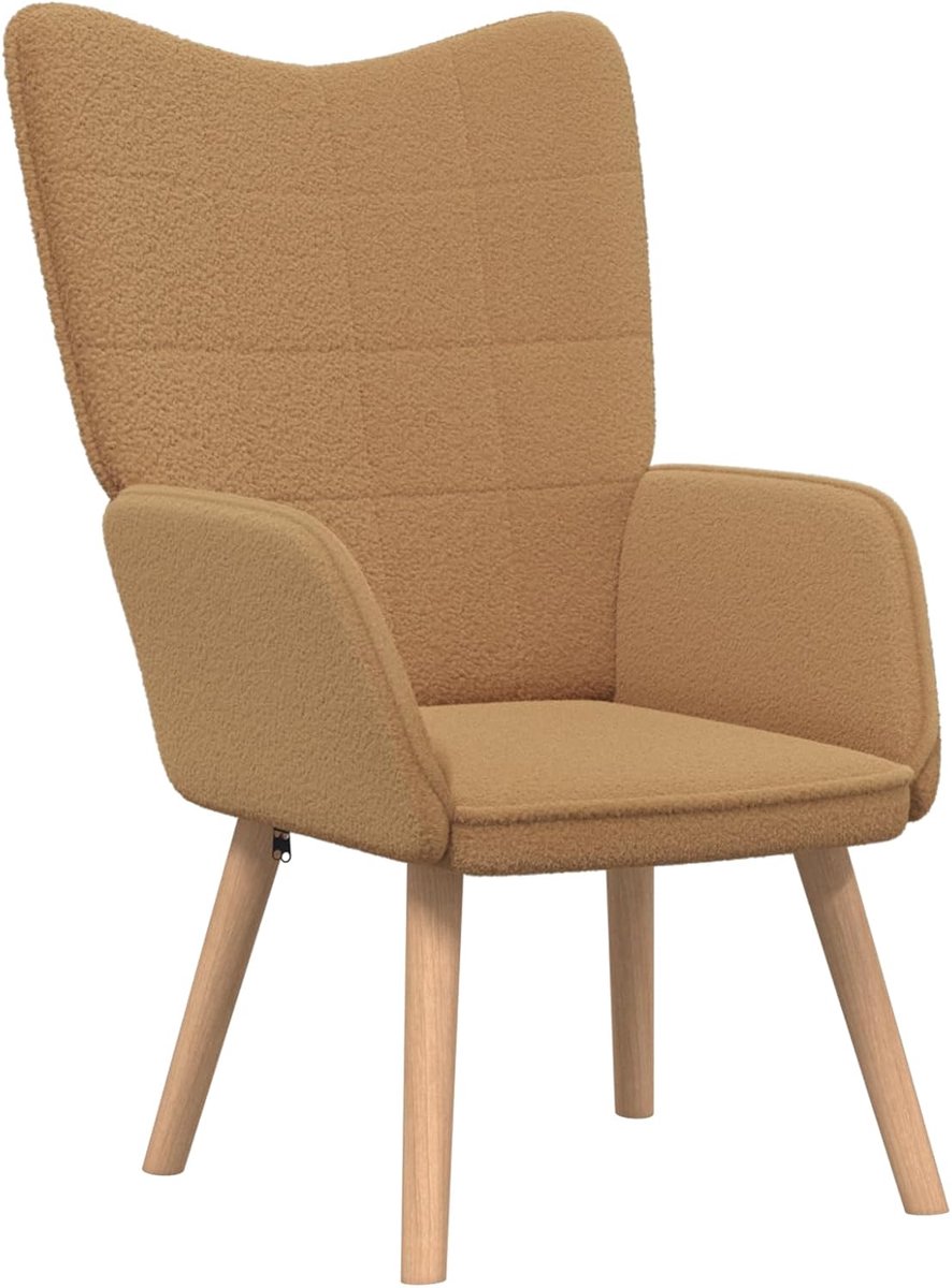 Relaxstoel Beige Krullende wolachtige Stof Ontspanning Stoel Model42001782
