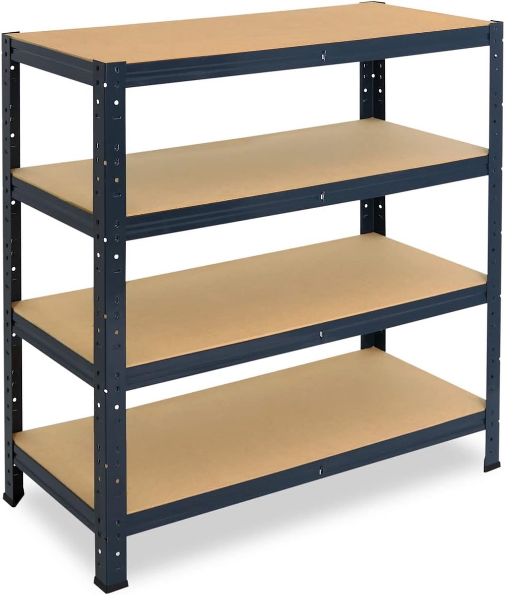 Shelfplaza Home 100x45x60cm metalen stellingkast antraciet: 4x175kg | stellingen Berging stelling Garagekast Metalen opslagstelling Opbergstelling Zware stelling Opslagrek Garage stelling