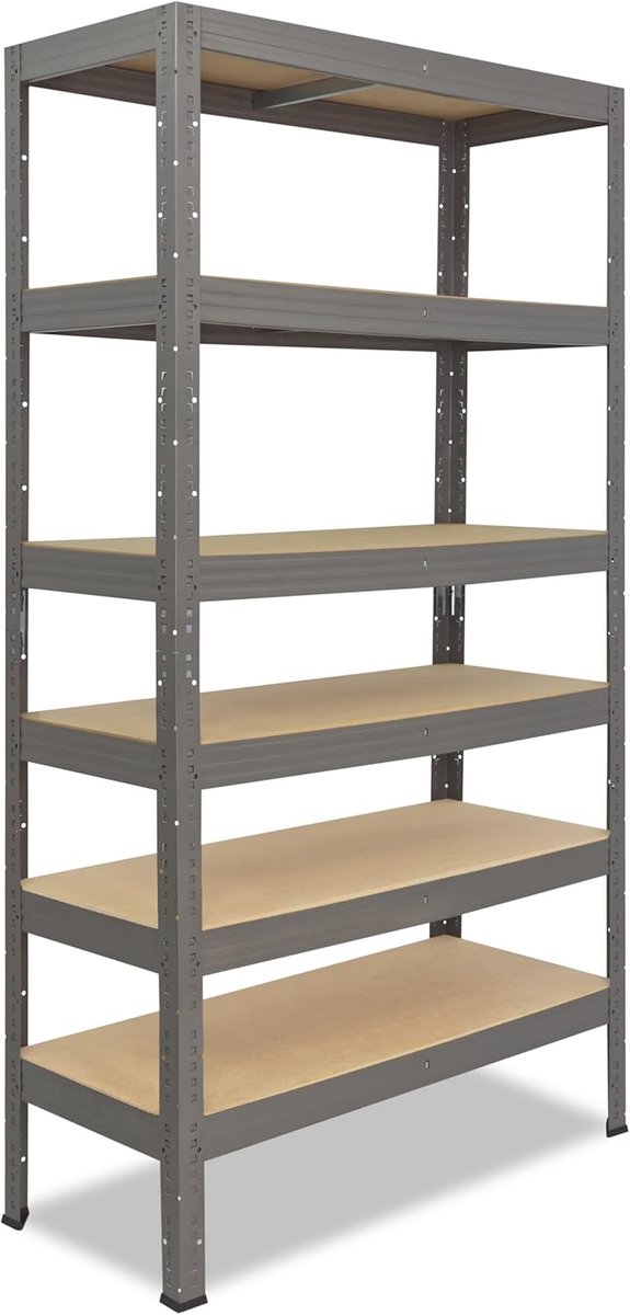Shelfplaza Pro 200x100x50cm metalen stellingkast grijs: 6x166kg | stellingen Berging stelling Garagekast Metalen opslagstelling Opbergstelling Zware stelling Opslagrek Garage stelling
